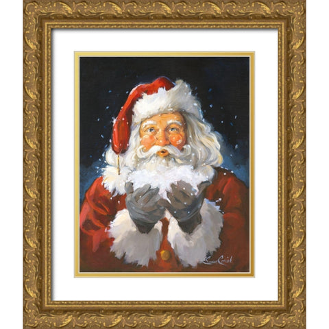 Snow Blower Gold Ornate Wood Framed Art Print with Double Matting by Comish, Susan