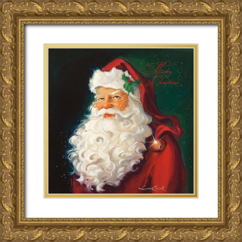 Merry Christmas Gold Ornate Wood Framed Art Print with Double Matting by Comish, Susan