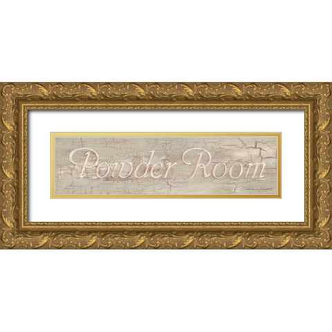 Powder Room Gold Ornate Wood Framed Art Print with Double Matting by Marrott, Stephanie