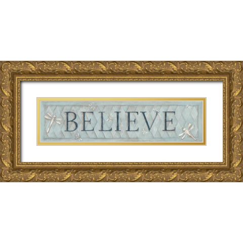 Believe Gold Ornate Wood Framed Art Print with Double Matting by Marrott, Stephanie