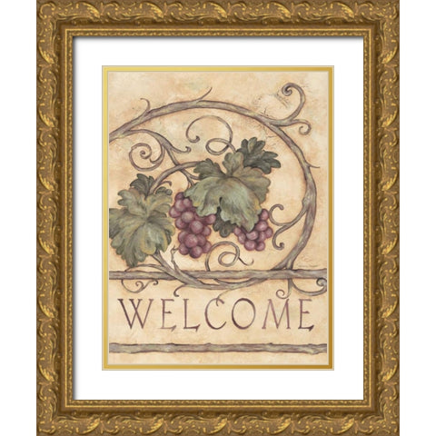 Welcome Gold Ornate Wood Framed Art Print with Double Matting by Marrott, Stephanie