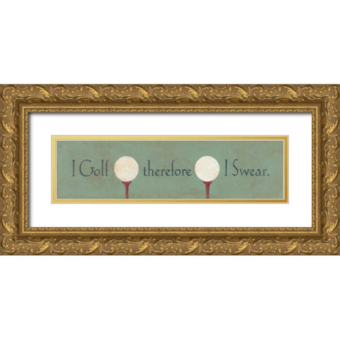 I Golf Gold Ornate Wood Framed Art Print with Double Matting by Marrott, Stephanie