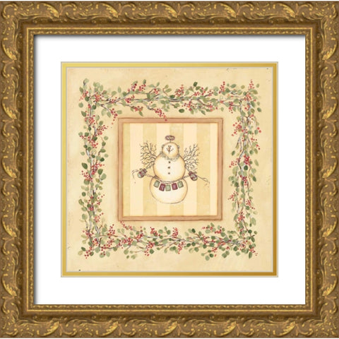 Angel Snowman Gold Ornate Wood Framed Art Print with Double Matting by Marrott, Stephanie