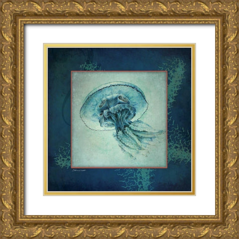 Jellyfish Gold Ornate Wood Framed Art Print with Double Matting by Marrott, Stephanie