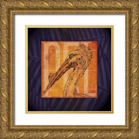 Pelican Gold Ornate Wood Framed Art Print with Double Matting by Marrott, Stephanie