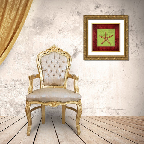 Starfish Gold Ornate Wood Framed Art Print with Double Matting by Marrott, Stephanie