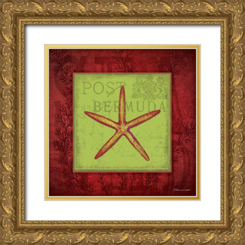 Starfish Gold Ornate Wood Framed Art Print with Double Matting by Marrott, Stephanie