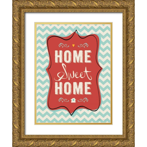 Home Sweet Home Gold Ornate Wood Framed Art Print with Double Matting by Marrott, Stephanie