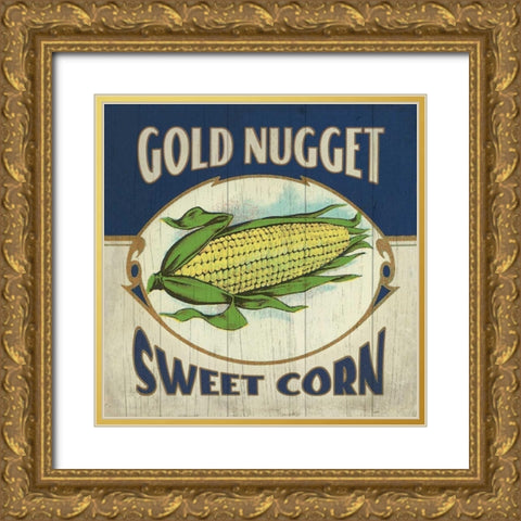 Corn Label Gold Ornate Wood Framed Art Print with Double Matting by Marrott, Stephanie