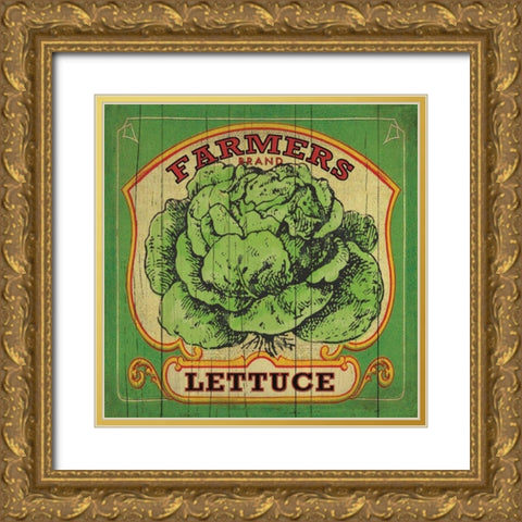 Lettuce Label Gold Ornate Wood Framed Art Print with Double Matting by Marrott, Stephanie