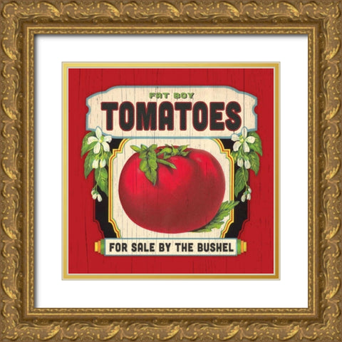 Tomato Label Gold Ornate Wood Framed Art Print with Double Matting by Marrott, Stephanie