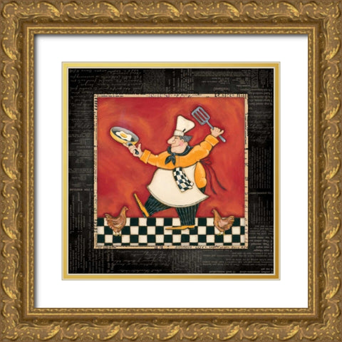 Chicken Dance Chef Gold Ornate Wood Framed Art Print with Double Matting by Marrott, Stephanie