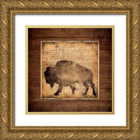 Bison King Gold Ornate Wood Framed Art Print with Double Matting by Marrott, Stephanie