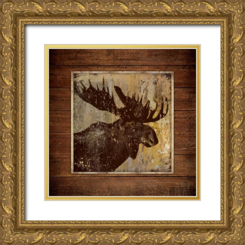 Moose Portrait Gold Ornate Wood Framed Art Print with Double Matting by Marrott, Stephanie