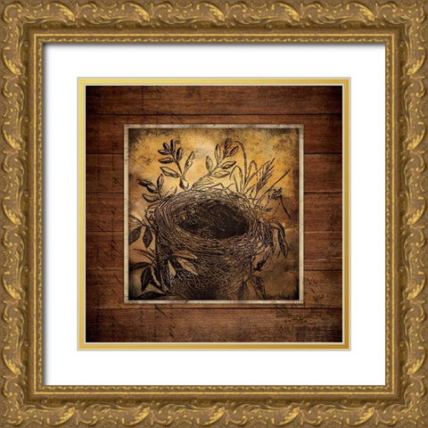 Woodland Nest Gold Ornate Wood Framed Art Print with Double Matting by Marrott, Stephanie