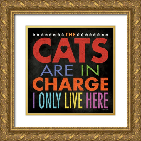 Cats In Charge Gold Ornate Wood Framed Art Print with Double Matting by Marrott, Stephanie
