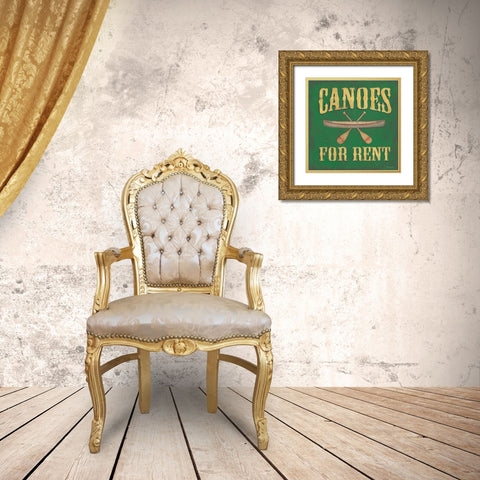 Canoes For Rent Gold Ornate Wood Framed Art Print with Double Matting by Marrott, Stephanie