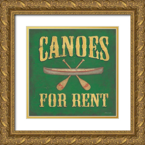 Canoes For Rent Gold Ornate Wood Framed Art Print with Double Matting by Marrott, Stephanie