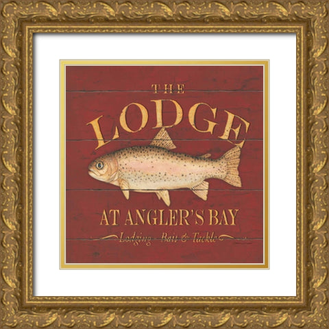 Trout Sign Gold Ornate Wood Framed Art Print with Double Matting by Marrott, Stephanie