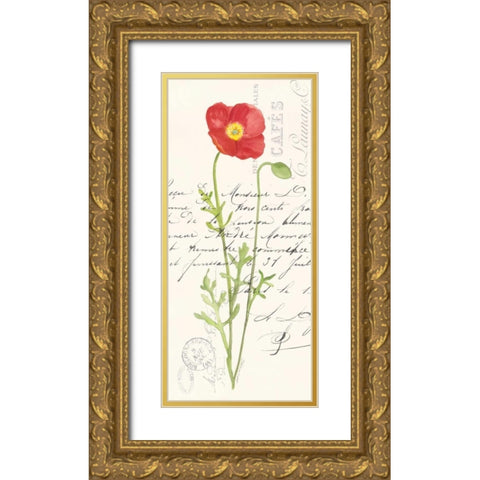 Poppy II Gold Ornate Wood Framed Art Print with Double Matting by Marrott, Stephanie