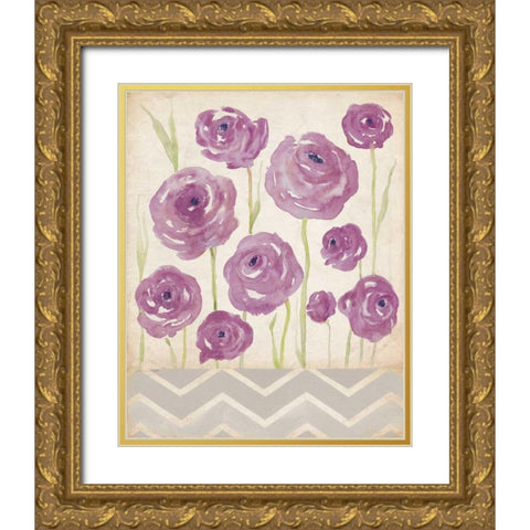 Orchid Ranunculus Gold Ornate Wood Framed Art Print with Double Matting by Marrott, Stephanie
