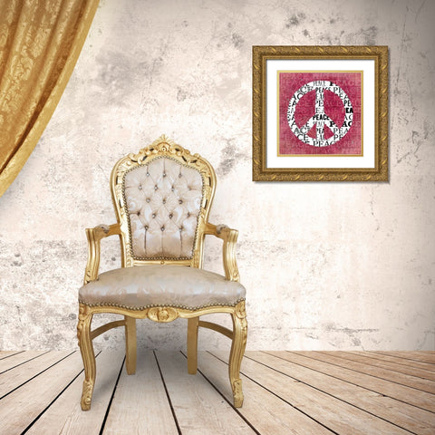 Pink Peace Gold Ornate Wood Framed Art Print with Double Matting by Marrott, Stephanie