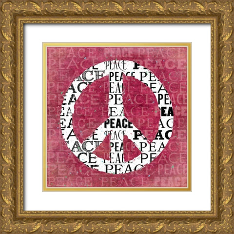 Pink Peace Gold Ornate Wood Framed Art Print with Double Matting by Marrott, Stephanie