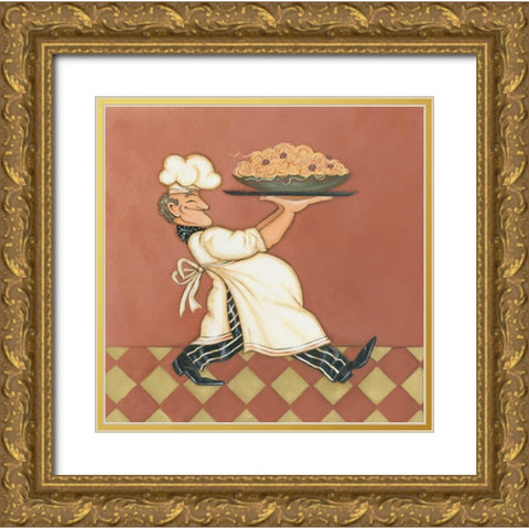 Pasta Chef Gold Ornate Wood Framed Art Print with Double Matting by Marrott, Stephanie