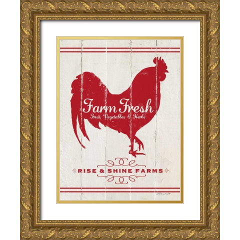 Rooster Gold Ornate Wood Framed Art Print with Double Matting by Marrott, Stephanie