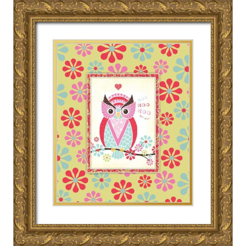Owl III Gold Ornate Wood Framed Art Print with Double Matting by Marrott, Stephanie