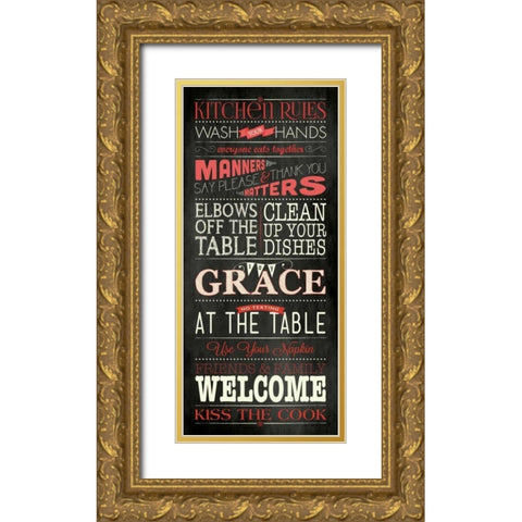 Kitchen Rules - Black Gold Ornate Wood Framed Art Print with Double Matting by Marrott, Stephanie
