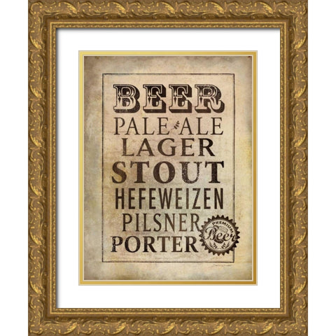 Vintage Beer Gold Ornate Wood Framed Art Print with Double Matting by Marrott, Stephanie
