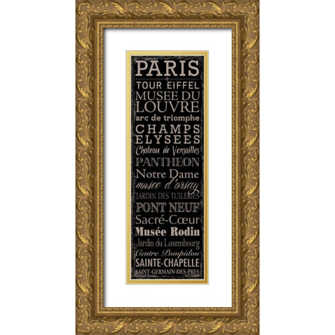 Tour Eiffel Gold Ornate Wood Framed Art Print with Double Matting by Marrott, Stephanie
