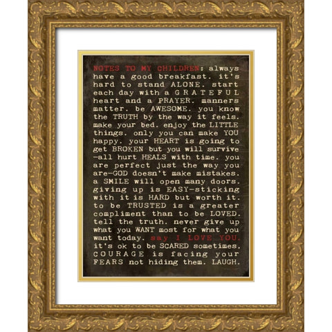 Notes III Gold Ornate Wood Framed Art Print with Double Matting by Marrott, Stephanie