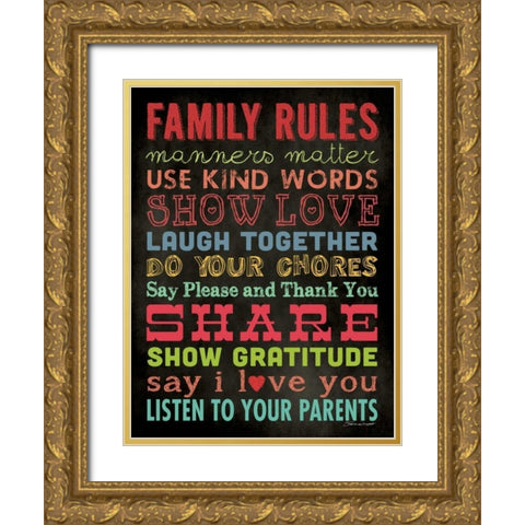 Family Rules IV Gold Ornate Wood Framed Art Print with Double Matting by Marrott, Stephanie