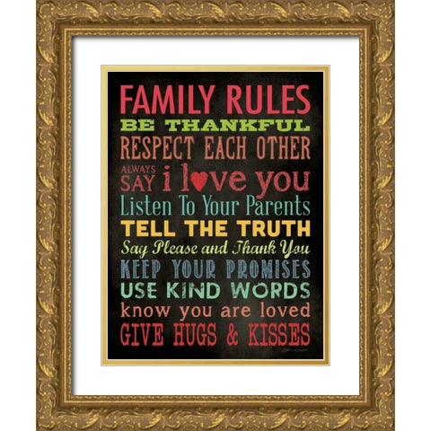 Family Rules V Gold Ornate Wood Framed Art Print with Double Matting by Marrott, Stephanie