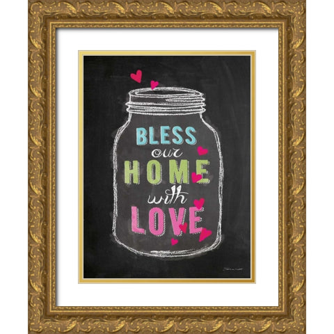 Bless Our Home Gold Ornate Wood Framed Art Print with Double Matting by Marrott, Stephanie