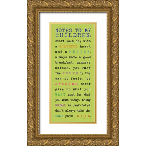 Notes to Children III Gold Ornate Wood Framed Art Print with Double Matting by Marrott, Stephanie