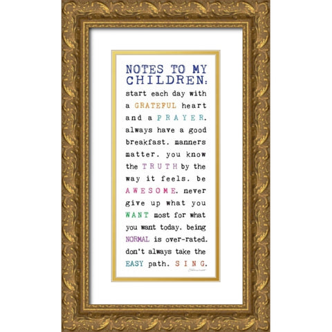 Notes to Children VI Gold Ornate Wood Framed Art Print with Double Matting by Marrott, Stephanie