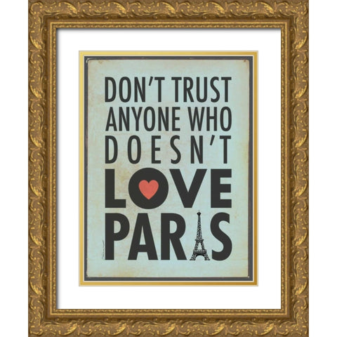 Love Paris Gold Ornate Wood Framed Art Print with Double Matting by Marrott, Stephanie