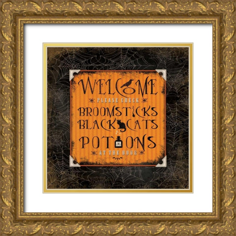 Welcome Gold Ornate Wood Framed Art Print with Double Matting by Marrott, Stephanie
