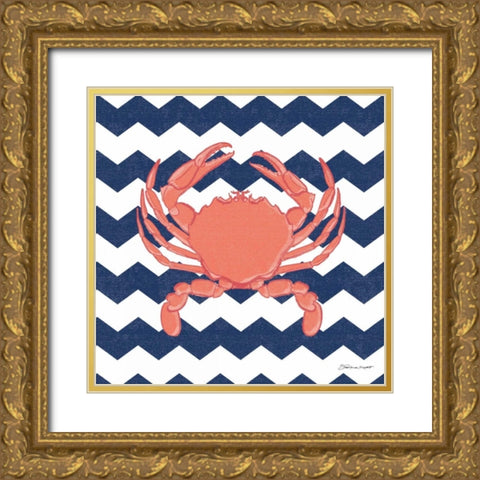 Crab Chevron Gold Ornate Wood Framed Art Print with Double Matting by Marrott, Stephanie