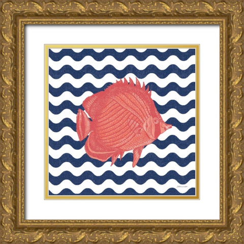 Fish Wave Gold Ornate Wood Framed Art Print with Double Matting by Marrott, Stephanie
