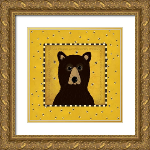 Bear in Frame Gold Ornate Wood Framed Art Print with Double Matting by Marrott, Stephanie