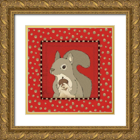 Squirrel in Frame Gold Ornate Wood Framed Art Print with Double Matting by Marrott, Stephanie