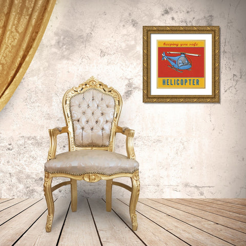 Helicopter Gold Ornate Wood Framed Art Print with Double Matting by Marrott, Stephanie