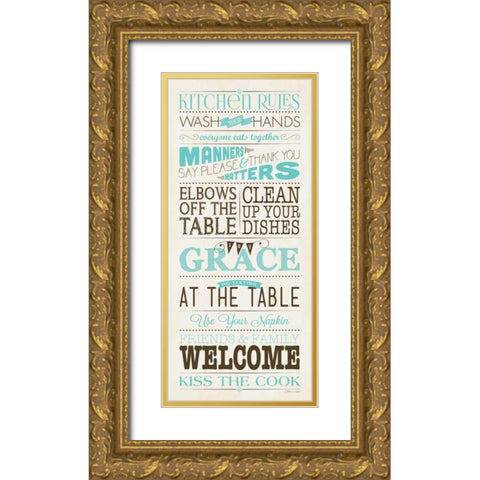 Kitchen Rules I Gold Ornate Wood Framed Art Print with Double Matting by Marrott, Stephanie