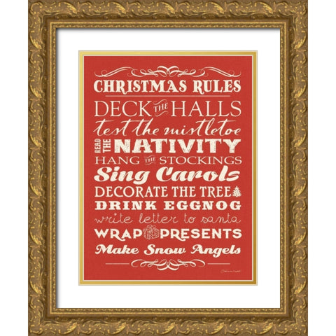 Christmas Rules I Gold Ornate Wood Framed Art Print with Double Matting by Marrott, Stephanie