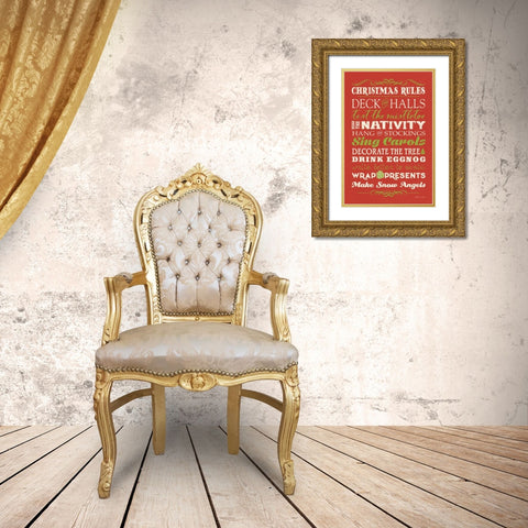 Christmas Rules II Gold Ornate Wood Framed Art Print with Double Matting by Marrott, Stephanie