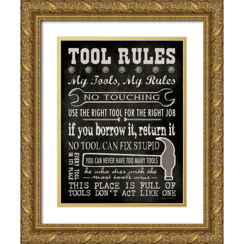 Tool Rules - Black Gold Ornate Wood Framed Art Print with Double Matting by Marrott, Stephanie